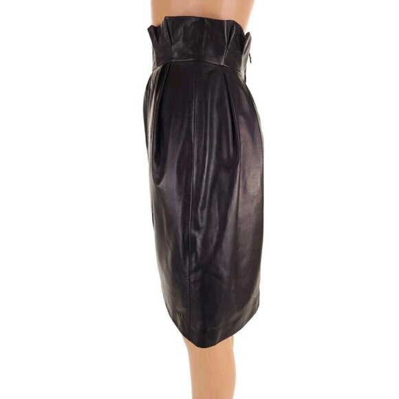 Versace Wrap-effect Pleated Leather Mini Skirt Black IT 42 US 6 NWT US$2,495 - Picture 6 of 16